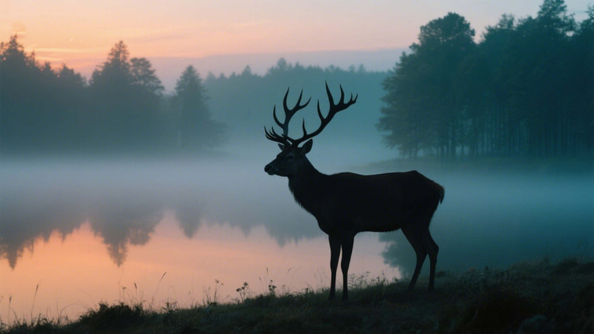 A silhouette deer