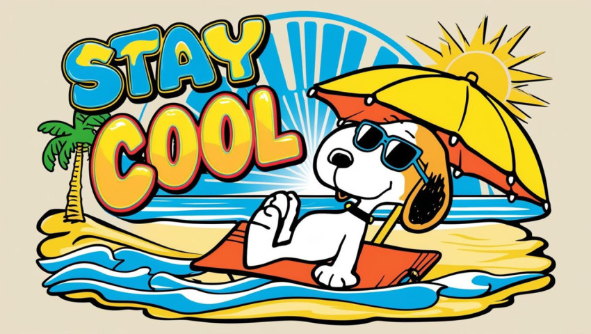Beach with Stay Cool Message