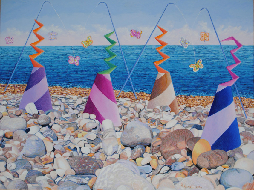 Pescatori di farfalle 2024 olio su tela 80 x60 cm
