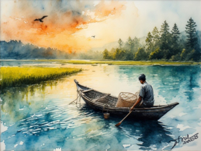 A Fisherman on Lake Toba 2