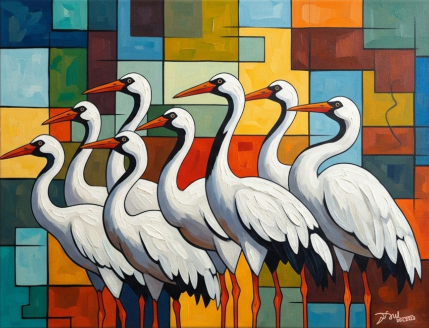 Eight White Storks at Batak Land 1