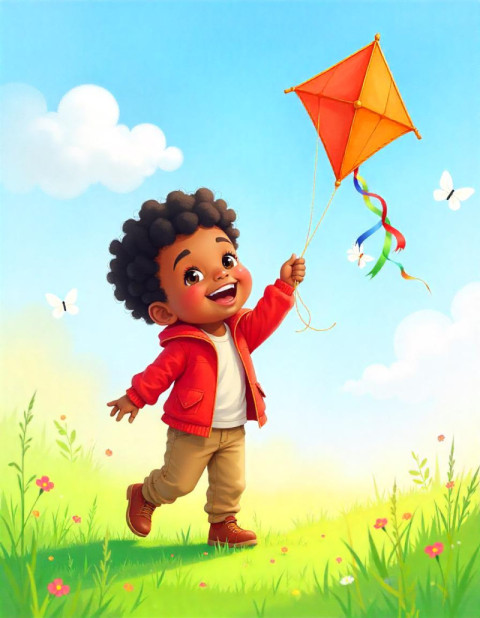 cheerful African American little boy