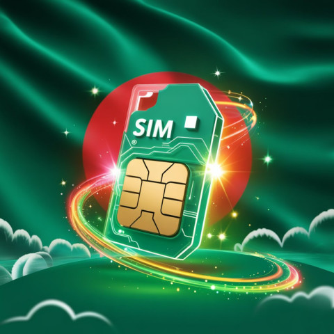 a 3d magical sim card floating