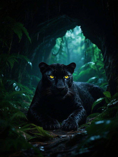 A black jaguar resting