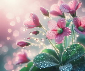 Dewy pink flower