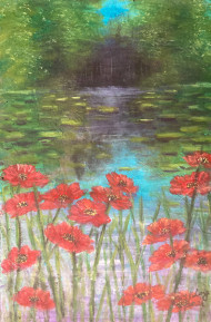 Lakeside Red Flowers