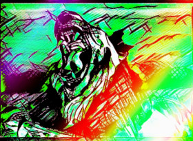 Lion roaring in Color