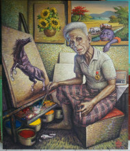 'Sang pelukis'a munir,2018,130x110cm,oil on canvas